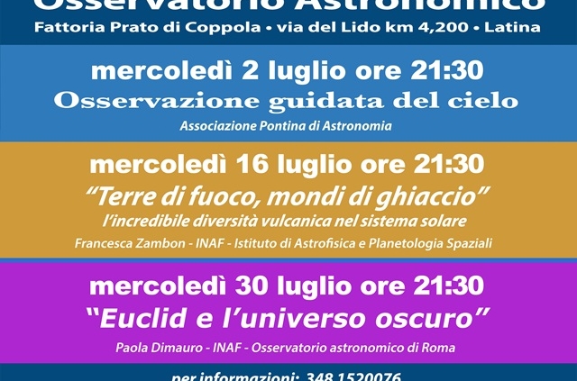 Locandina aperture osservatorio mese di luglio 2025
