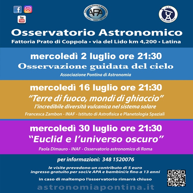 Locandina aperture osservatorio mese di luglio 2025